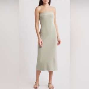 NWT FREE PEOPLE RAVENA STRAPLESS SWEATER DRESS LIMA BEAN